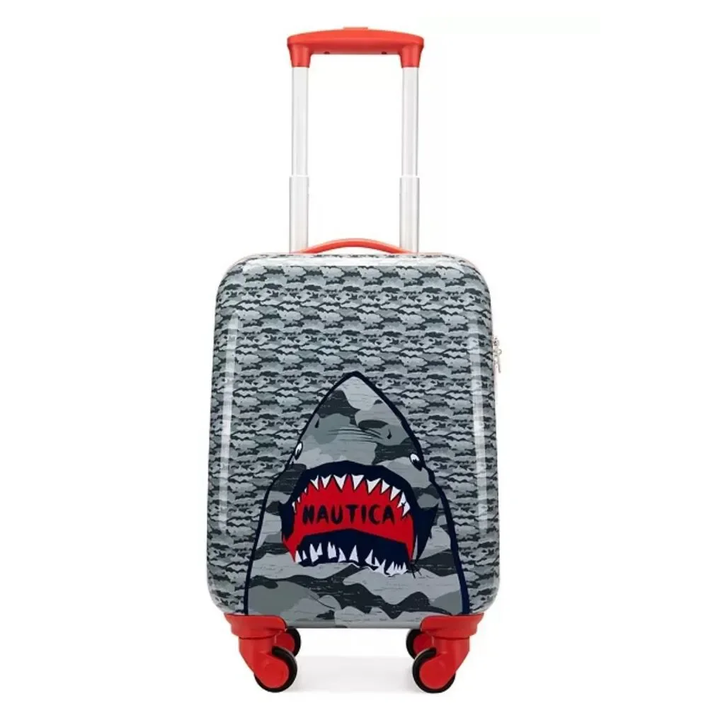 Nautica 2 piece boys shark attack hard shell luggage carry on bundle